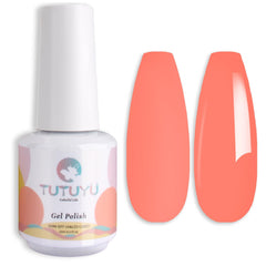 TUTUYU manicure in summer setting showing vibrant coral for outdoor looks