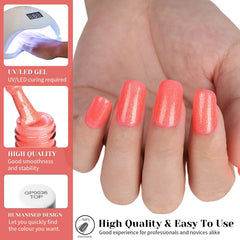 TUTUYU polish curing on a fingernail under LED lamp for durable finish