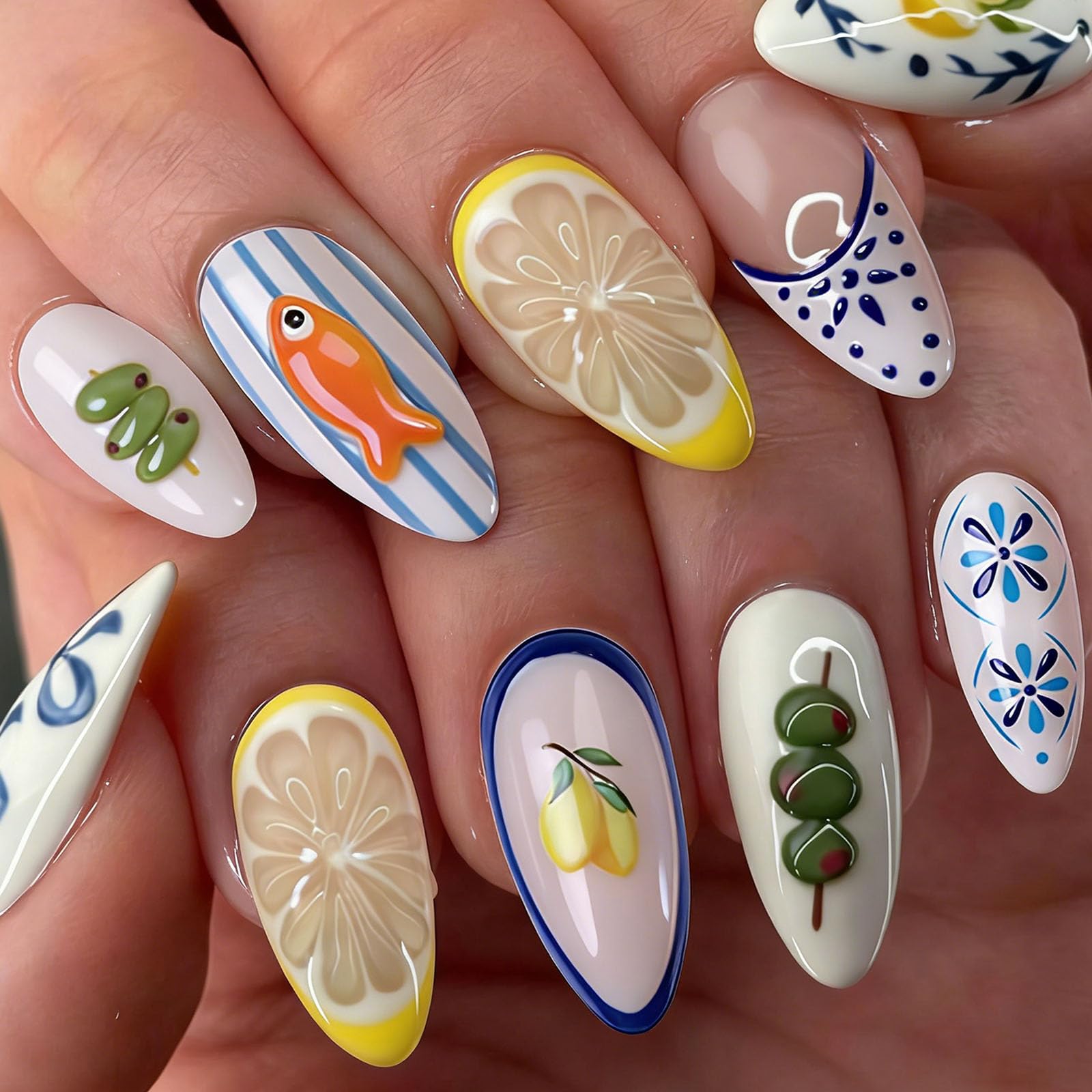 TUZANDW front packaging showing almond French-tip nails for quick salon finish