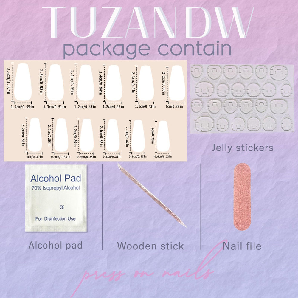 TUZANDW kit contents with file stick and sticker sheet for complete preparation