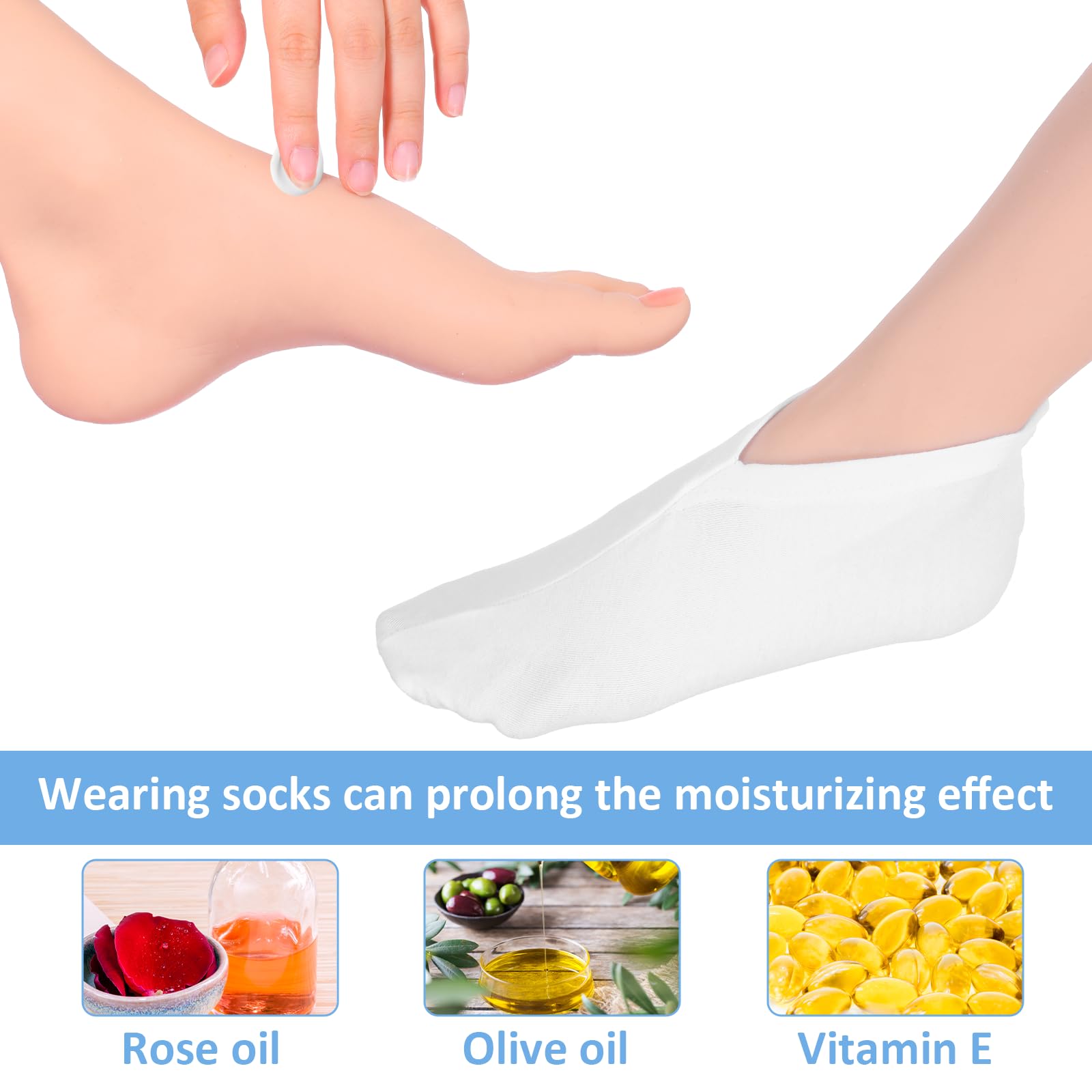 Tweruna socks worn overnight on feet demonstrating improved moisturizer absorption