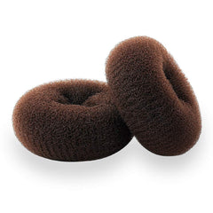 TwistyTieLB front view of two brown 4.5 inch bun makers showing size benefit