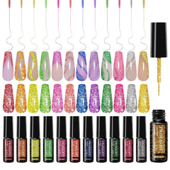 TWOEIGHT front packaging of 12-color reflective gel kit showing vibrant shades and gift box benefit