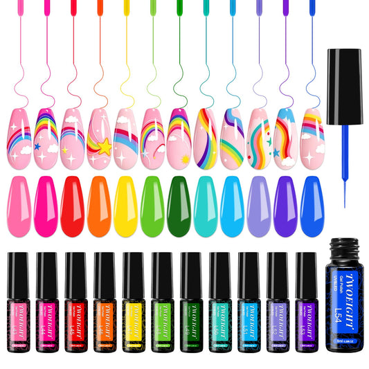 TWOEIGHT front view of 12-color gel liner set showing colorful bottles and labels for easy selection