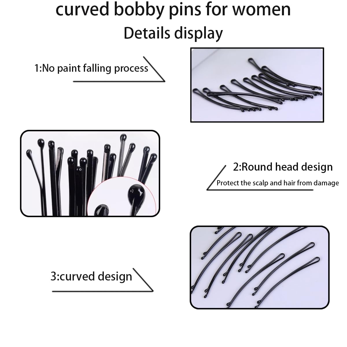 Twoheadpig bobby pin beside ruler showing 2.2in length for secure long-hair hold