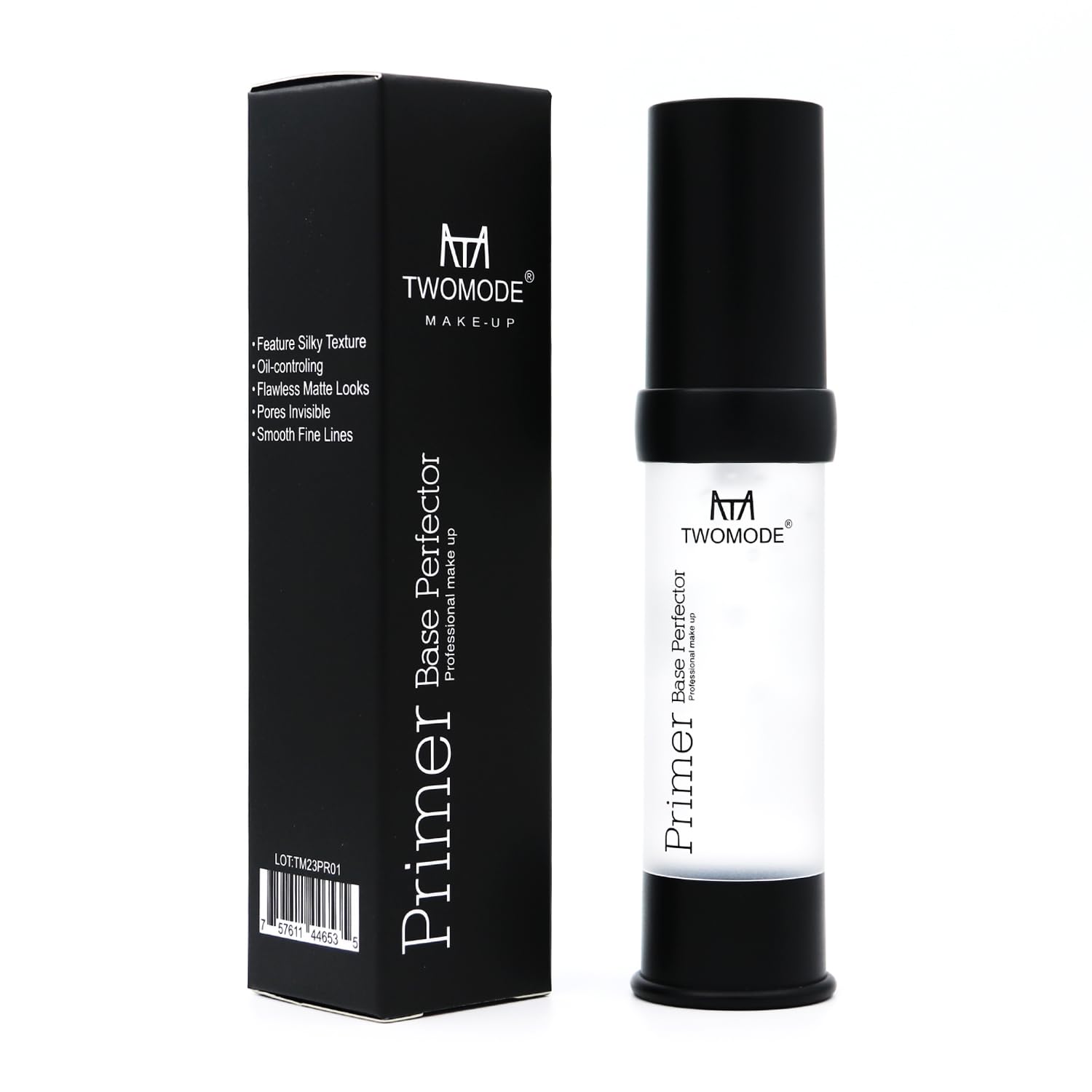 TWOMODE primer inside makeup bag portraying portable everyday use benefit