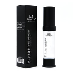 TWOMODE primer inside makeup bag portraying portable everyday use benefit