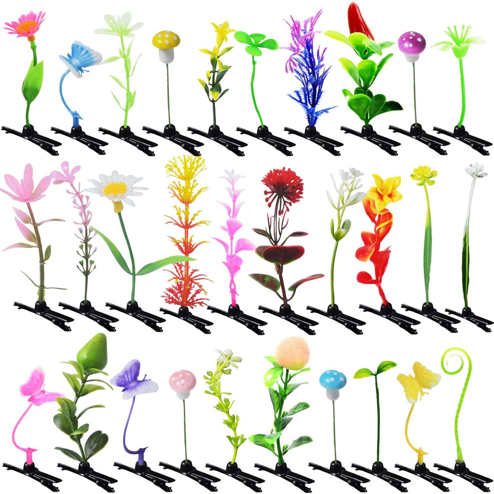 Twpribarn front packaging showing 30 mixed plant hair clips and playful colors