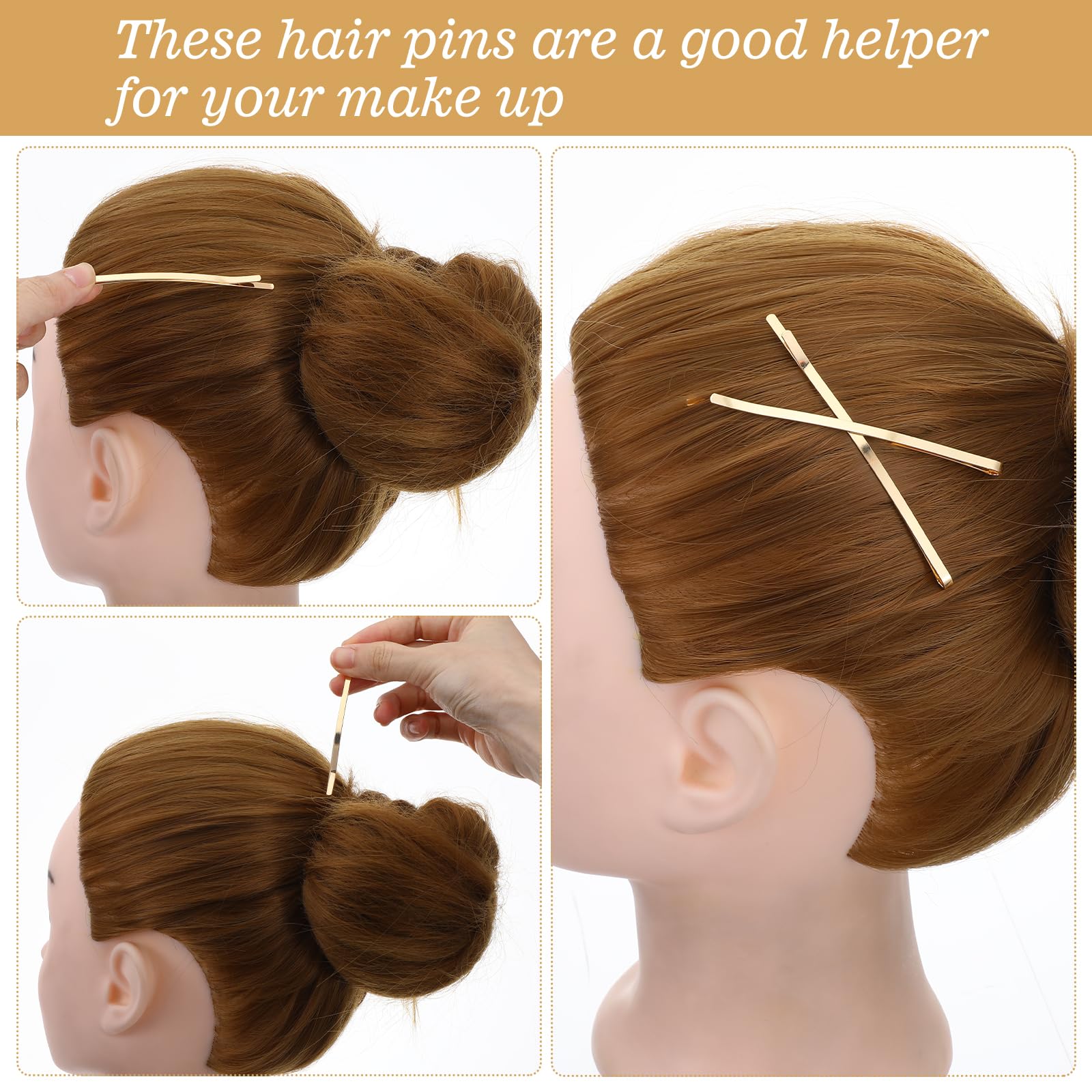 Tyqour bun secured with pins in use illustrating firm hold for updos and long wear