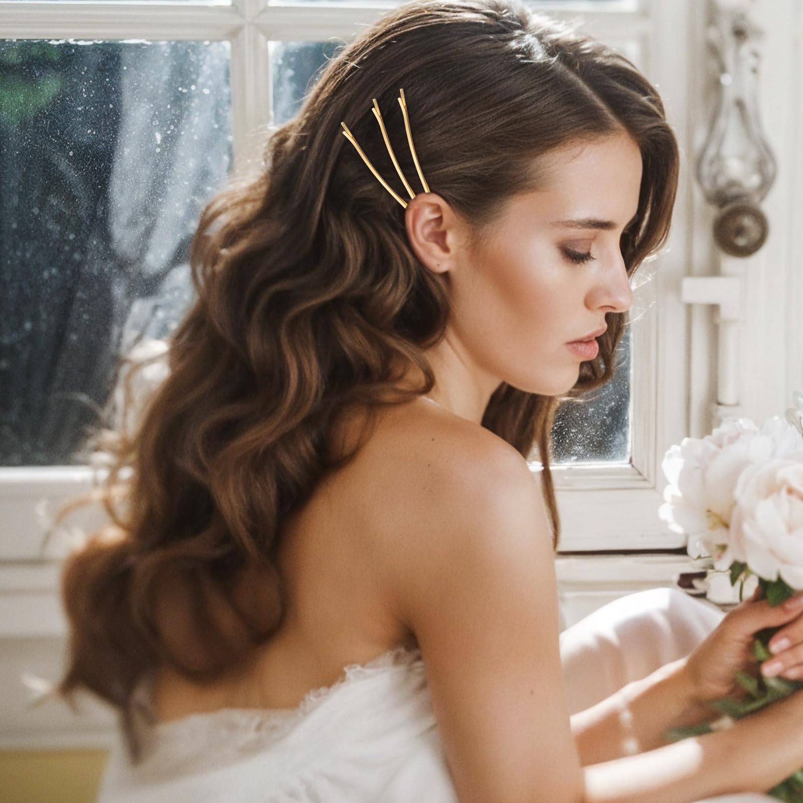 Tyqour gold pins on vanity lifestyle setting highlighting stylish accessory and easy access