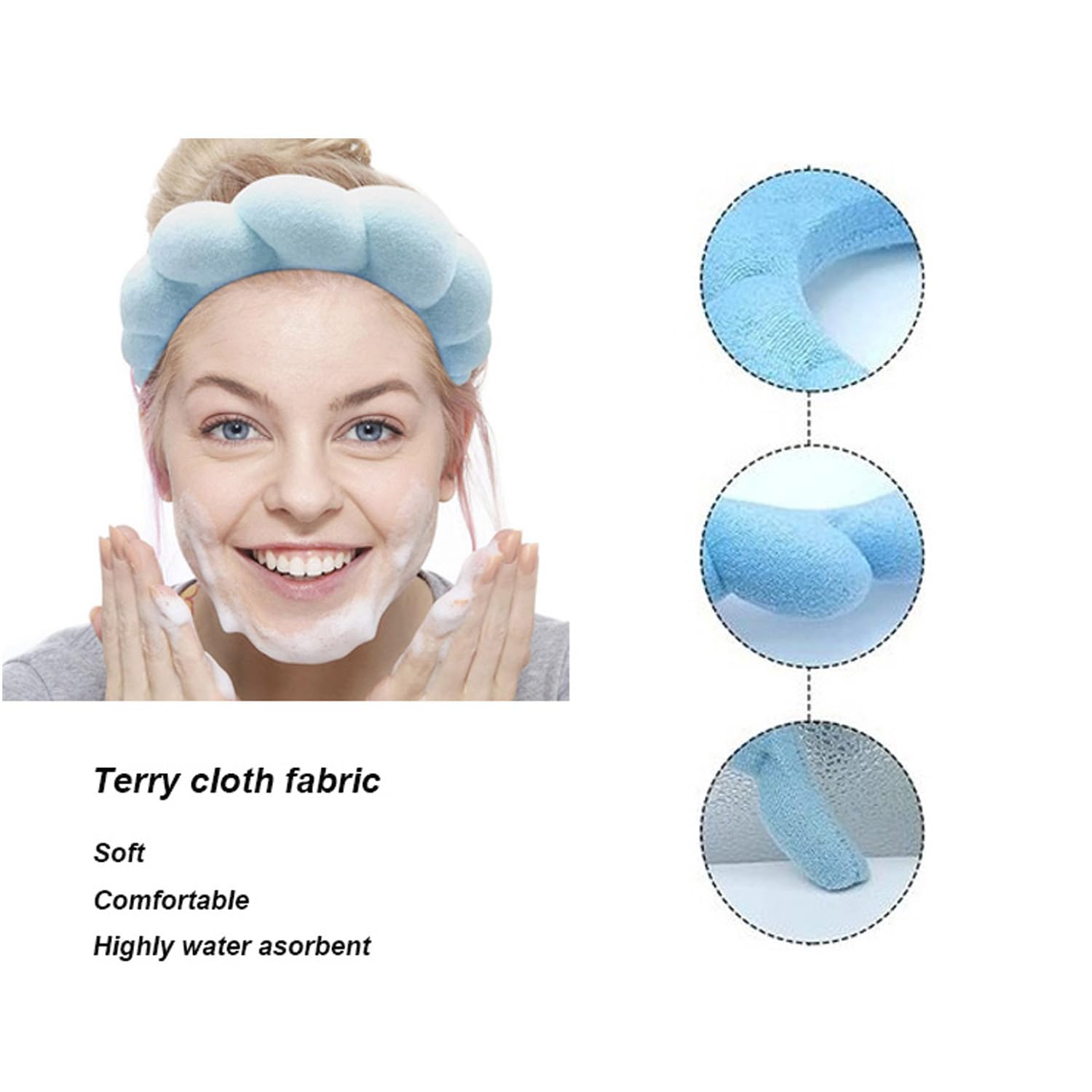 TYSSELY headband in use washing face keeping hair dry and protected