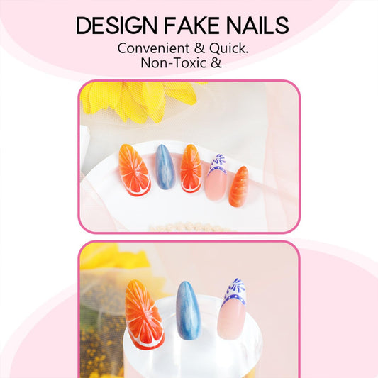Close-up of Tyuimhx nail surface and 3D orange detail for long-lasting glossy finish