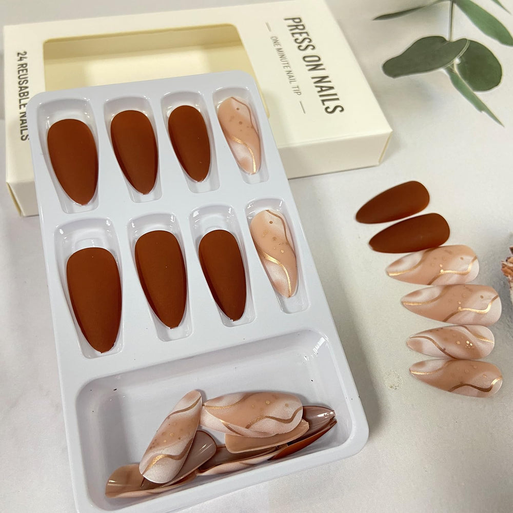 Tyuimhx press-on nails worn on hand, demonstrating instant polished manicure