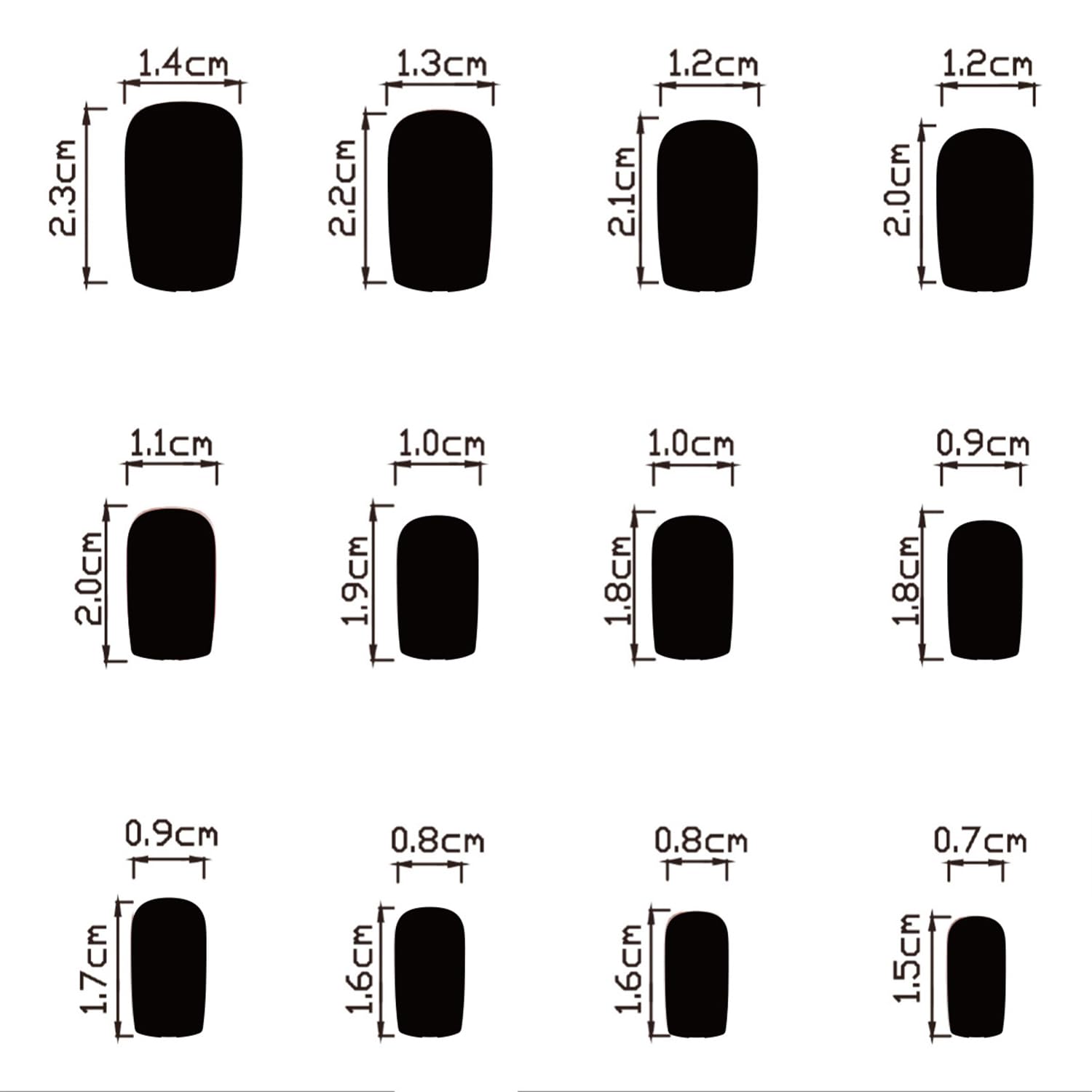 tyuimhx laid-out 24pcs display showing size variety for precise fit