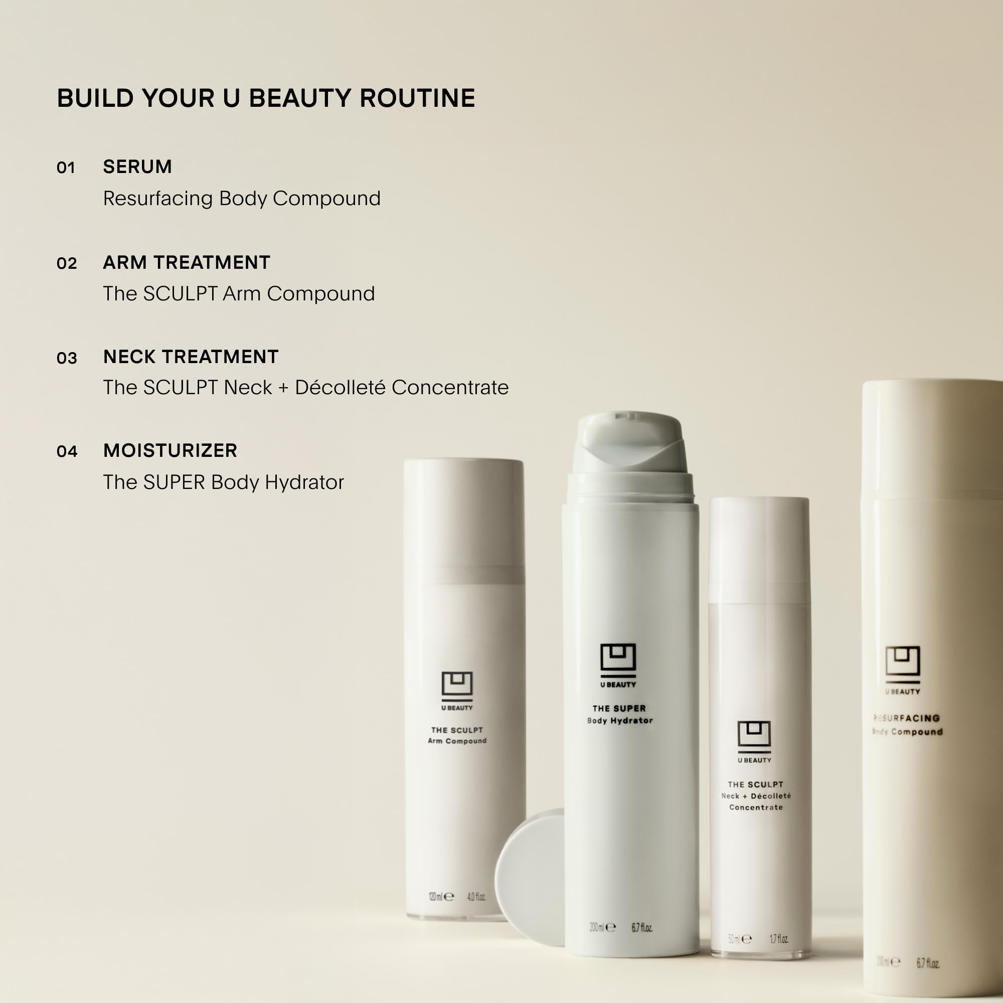 U Beauty bottle staged on bathroom counter, suggests daily routine convenience