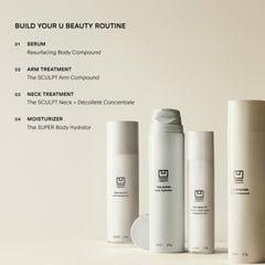U Beauty bottle staged on bathroom counter, suggests daily routine convenience