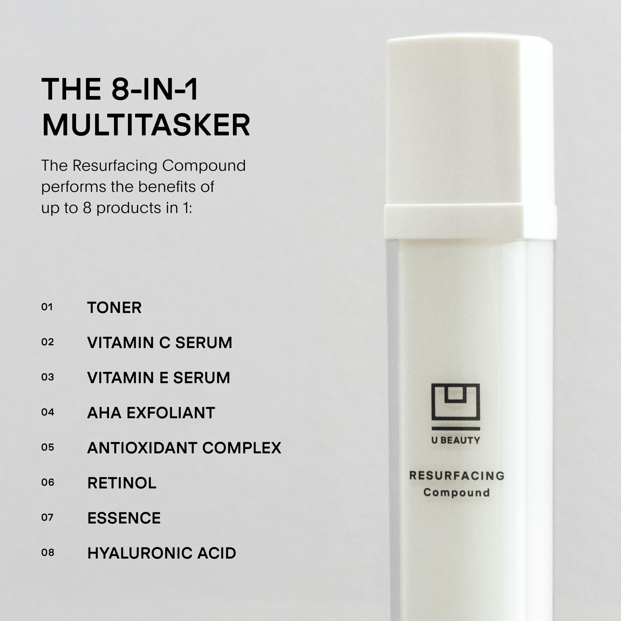 U Beauty dropper dispensing serum highlighting controlled application benefit