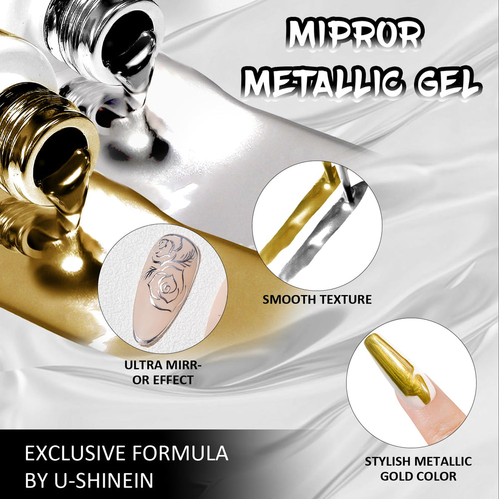 U-Shinein gold brush tip close-up enabling smooth metallic strokes
