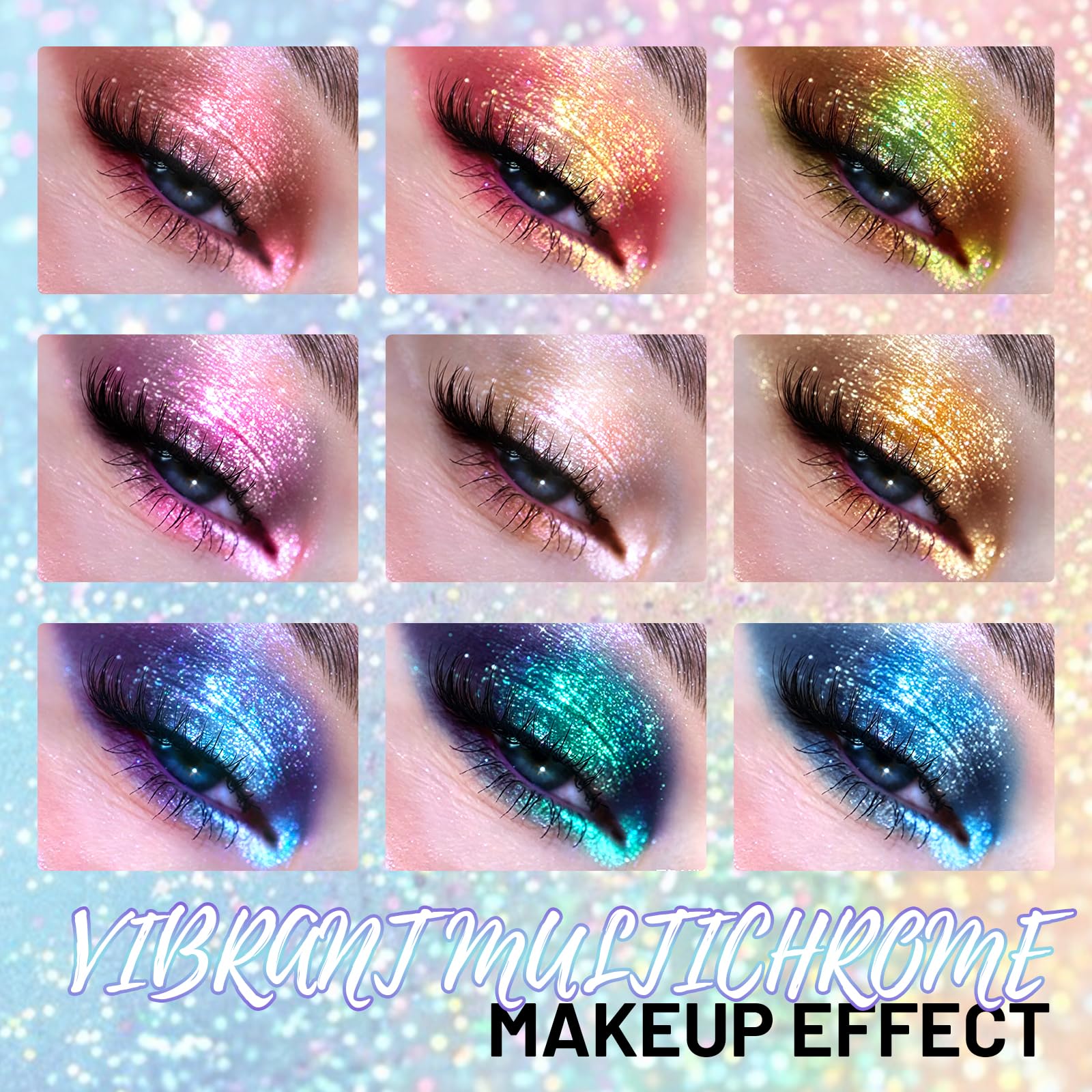U-Shinein eye application closeup demonstrating bright, stage-ready shimmer