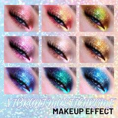 U-Shinein eye application closeup demonstrating bright, stage-ready shimmer