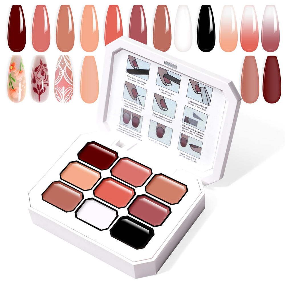 U-Shinein front packaging showing nine-color gel palette and kit benefits