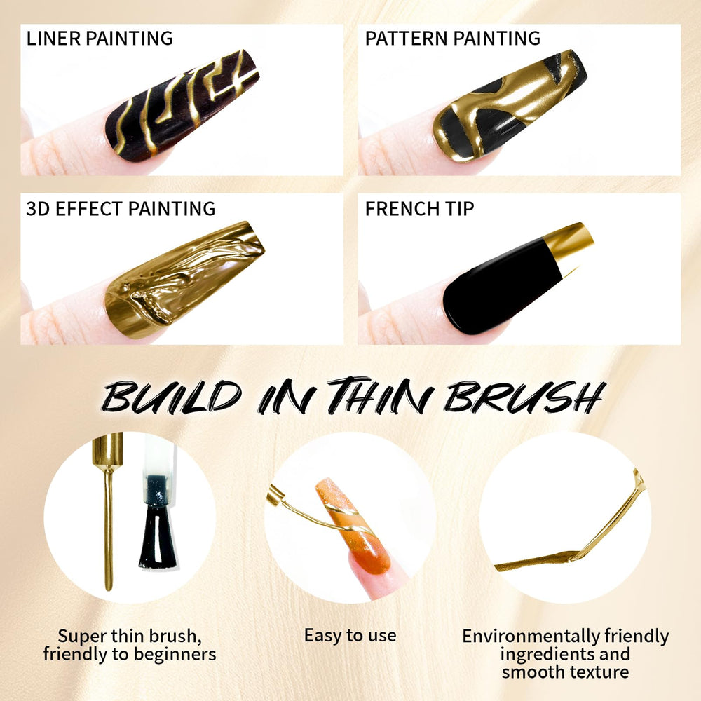 U-Shinein finished gold chrome manicure highlighting reflective shine