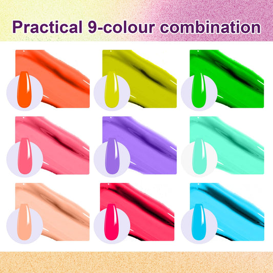 U-Shinein gel color swatches on a fan displaying vivid pigments for precise shade choice
