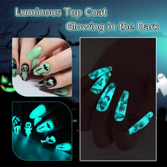 U-Shinein nails glowing blue-green in darkness for party-ready looks