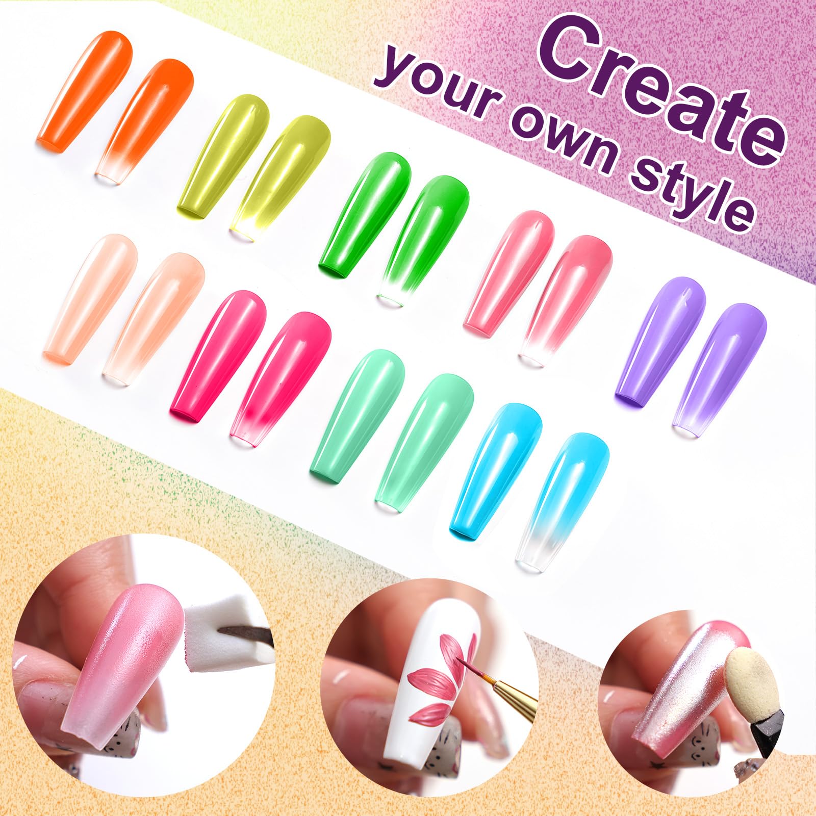 U-Shinein nail in progress ombre application demonstrating easy sponging technique