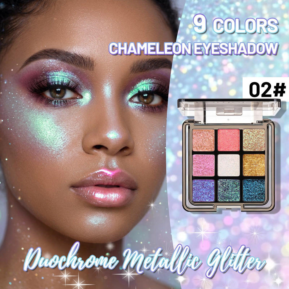 U-Shinein close-up of pans showing creamy glitter texture and easy blendability