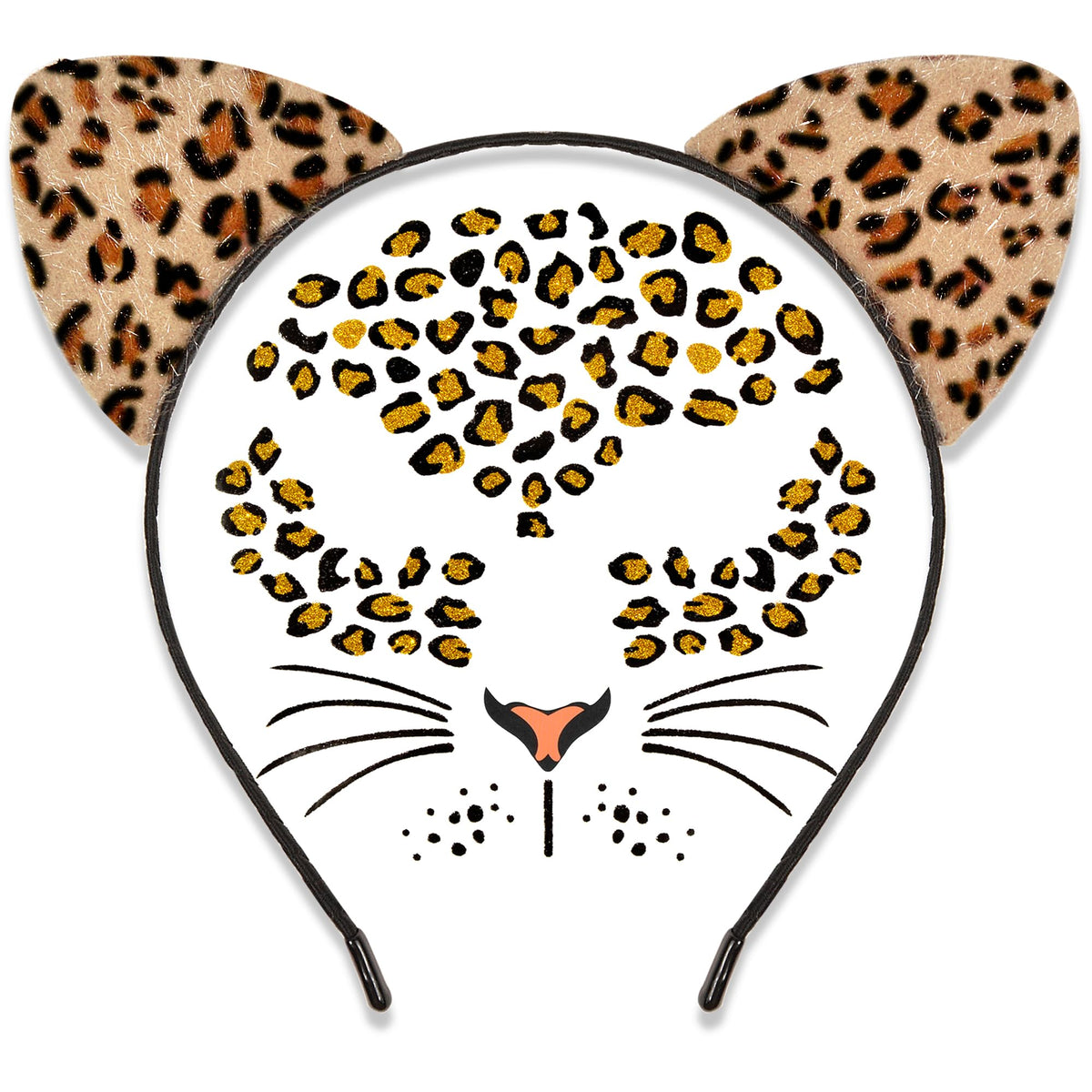 U-Zomir cheetah ears headband front view shows stylish fit and instant costume impact