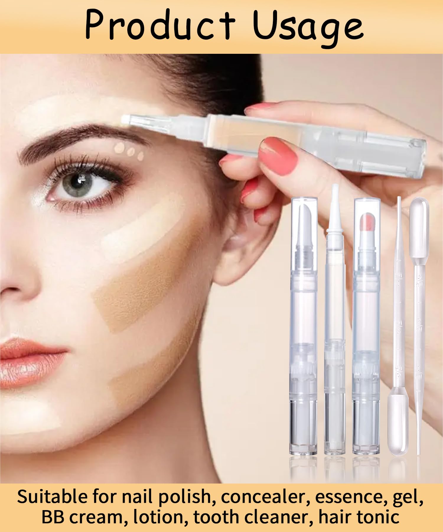 uadbau close-up of soft brush tip for precise application, smooth even coverage