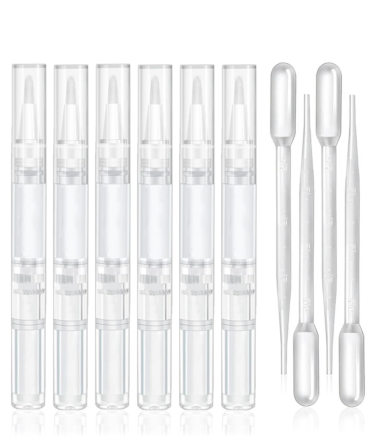 uadbau front view pack showing six transparent pens and four pipettes, travel-ready