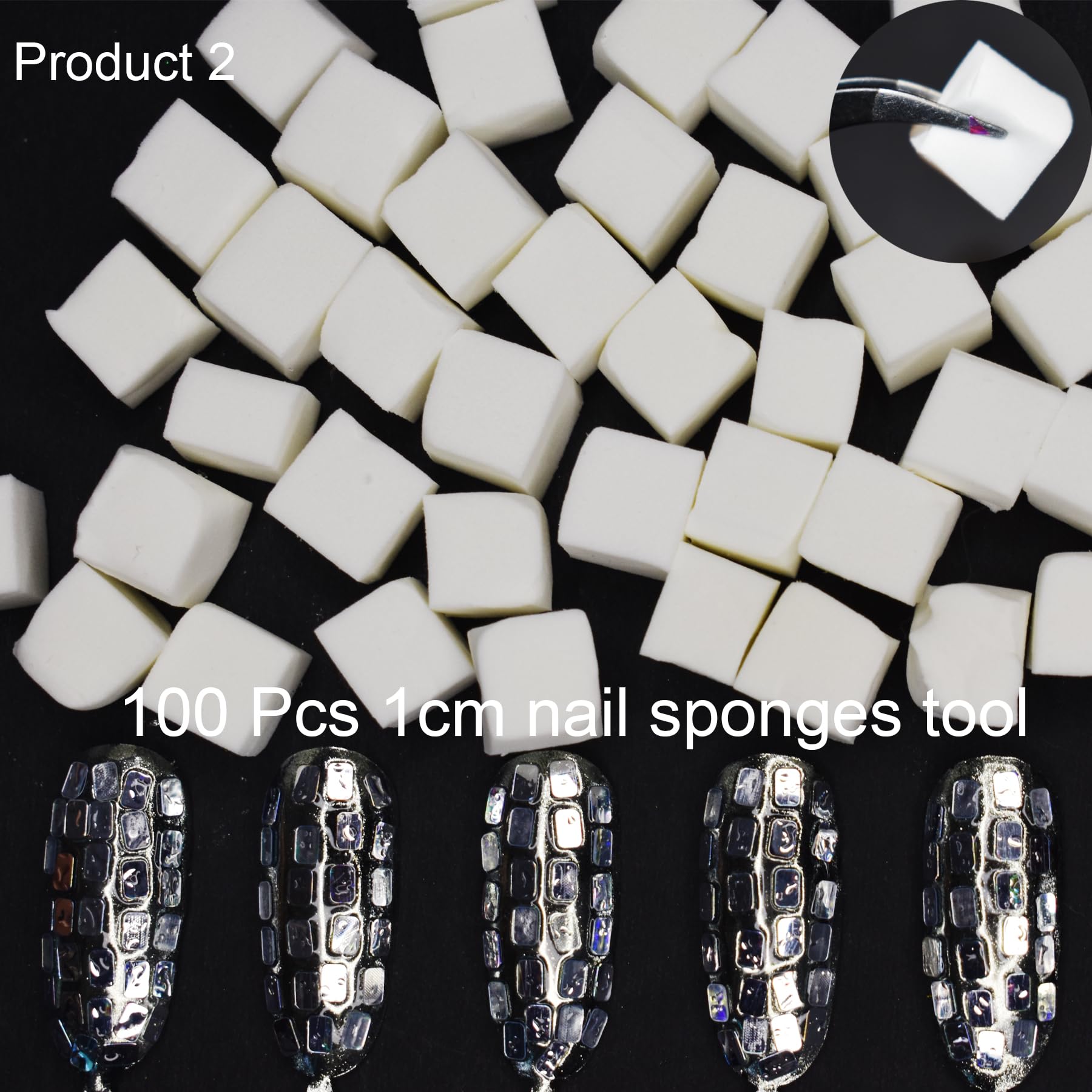 UARUOGP hands applying sequins with sponge for controlled, mess-free nail art