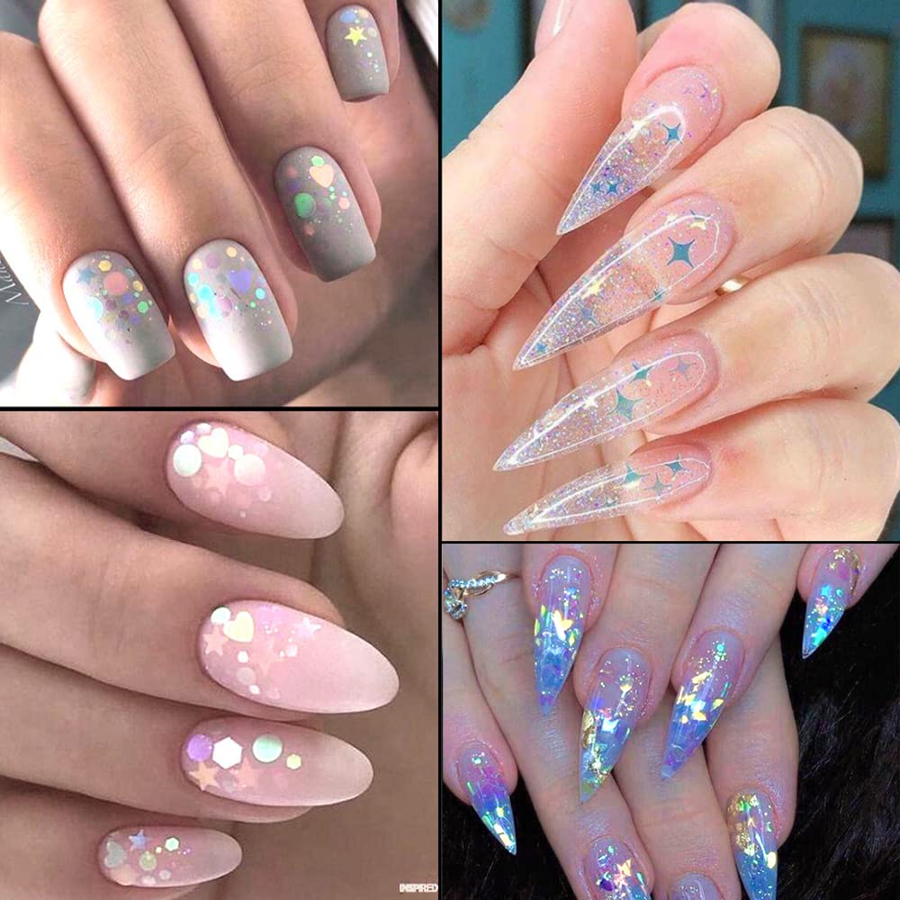 UARUOGP applied sequins on finished nails showing salon-style shine and long-lasting look