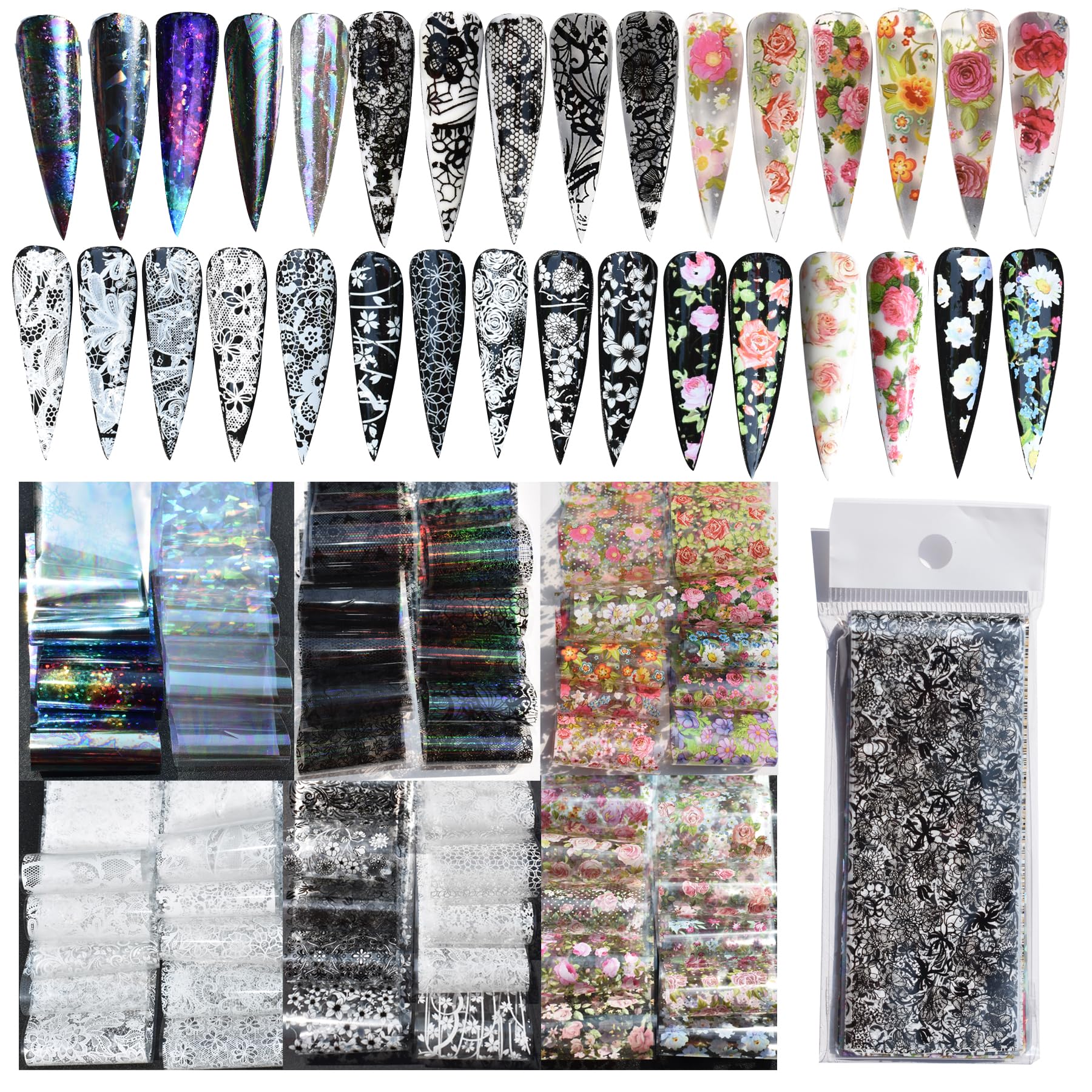 UARUOGP front pack view showing mixed foil sheets and patterns for variety