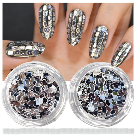 UARUOGP front packaging showing two silver sequin jars and sponge pack, perfect kit setup