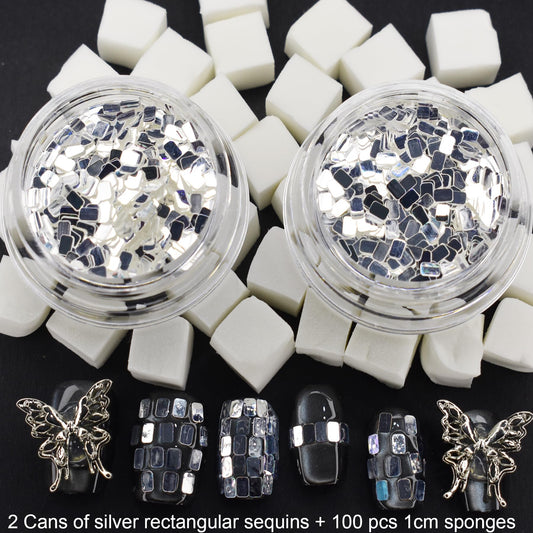 UARUOGP close-up of silver square sequins reflecting light for bold mirror shine