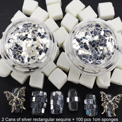 UARUOGP close-up of silver square sequins reflecting light for bold mirror shine