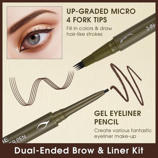 UCANBE closeup of four-fork tip creating fine hair-like strokes for realistic brows