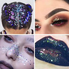 UCANBE fingertip swatch of glitter demonstrating strong pigmentation and adhesion