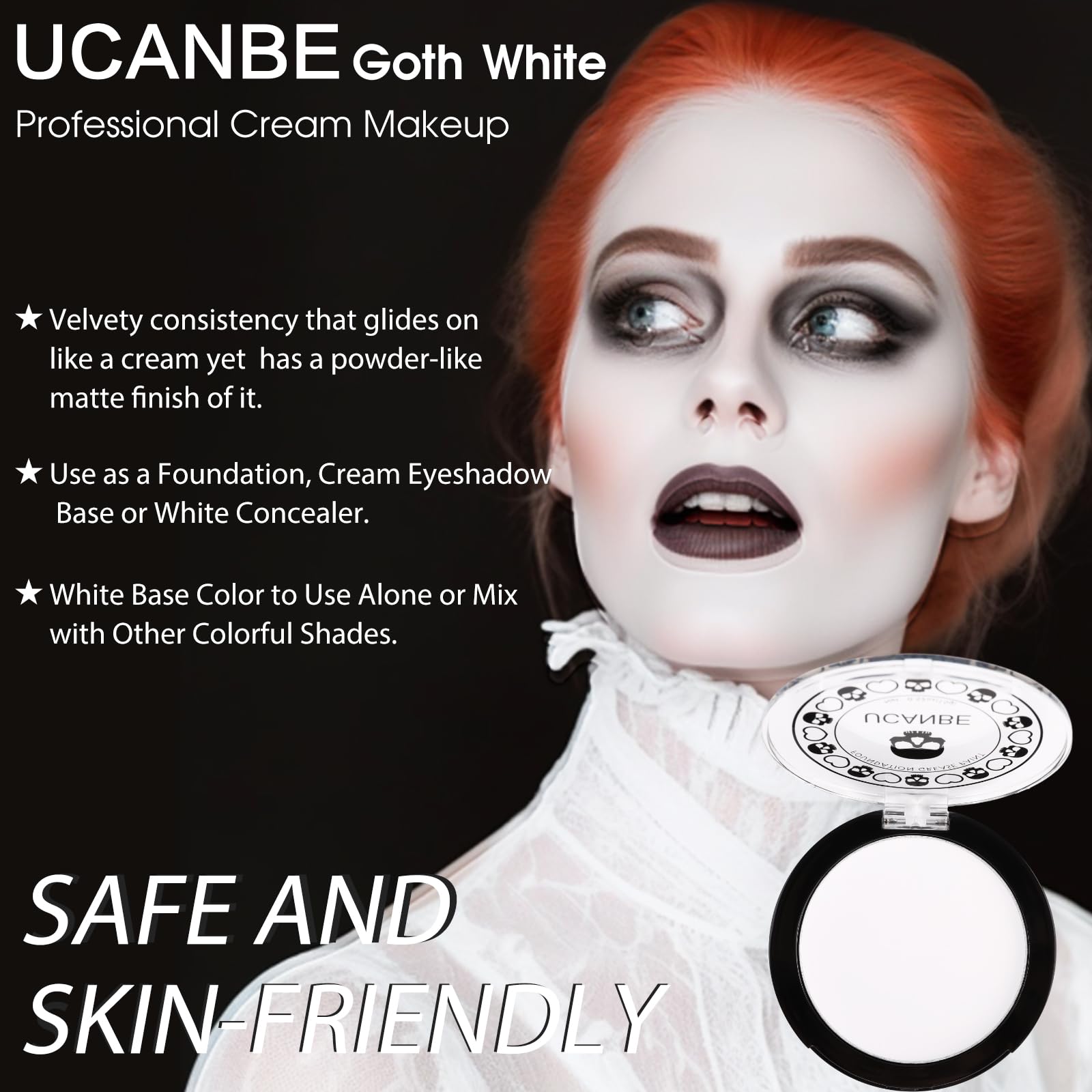 UCANBE applied with flat brush, smooth coverage for fast face application