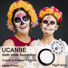 UCANBE full mime face close-up, opaque white base ideal for stage contrast