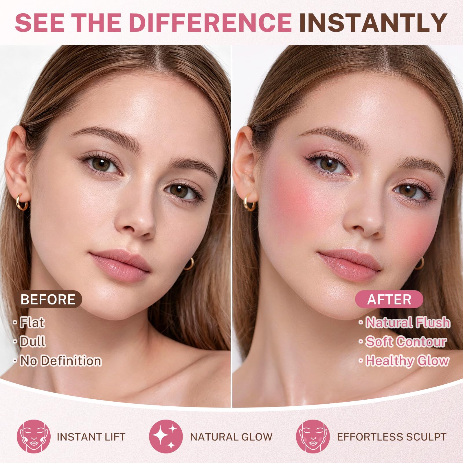 UCANBE peach blush cream texture close-up, smooth blendability