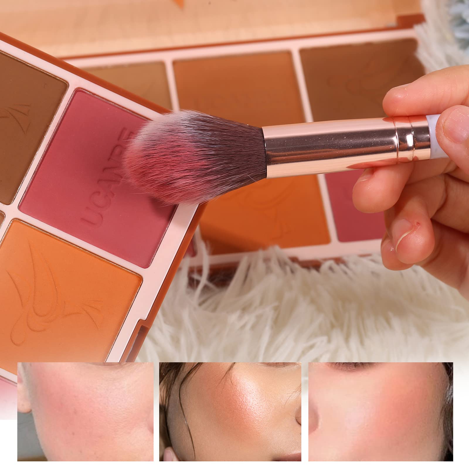 UCANBE included brush resting on palette showing convenient tool for quick application