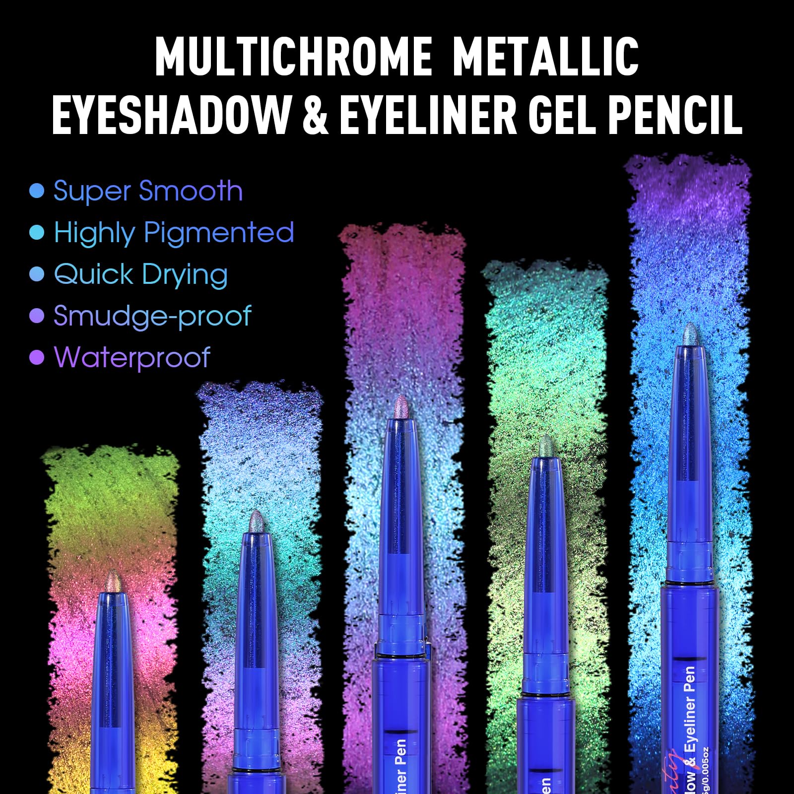 UCANBE eyeliner applied on eye showing crisp electric blue to purple