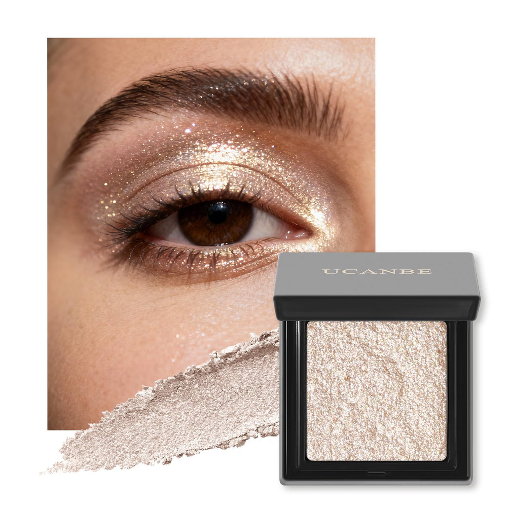 UCANBE front pan view showing champagne shimmer and portable design for touch-ups