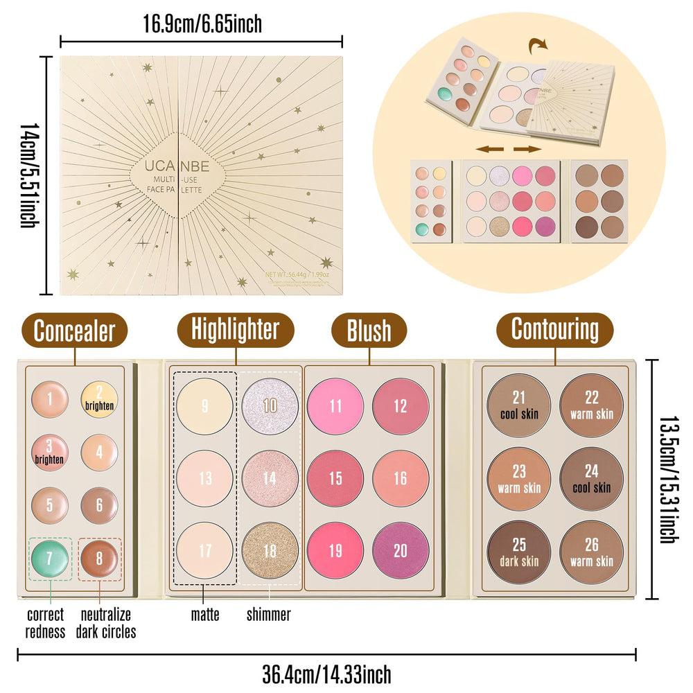 UCANBE close-up of concealer pans demonstrating creamy texture and coverage