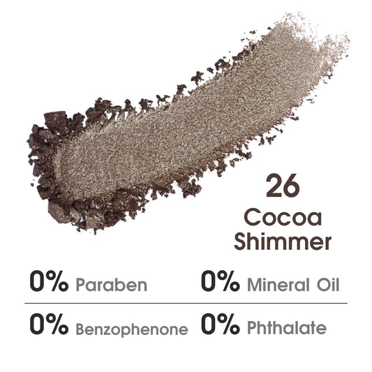UCANBE close-up of cocoa brown shimmer texture highlighting smooth, blendable finish for easy application