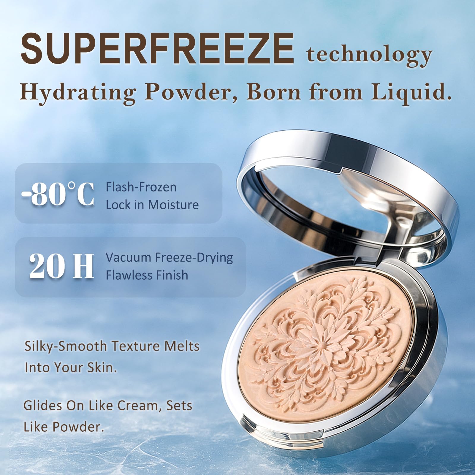 UCANBE compact open with mirror and puff for easy touch-ups anywhere
